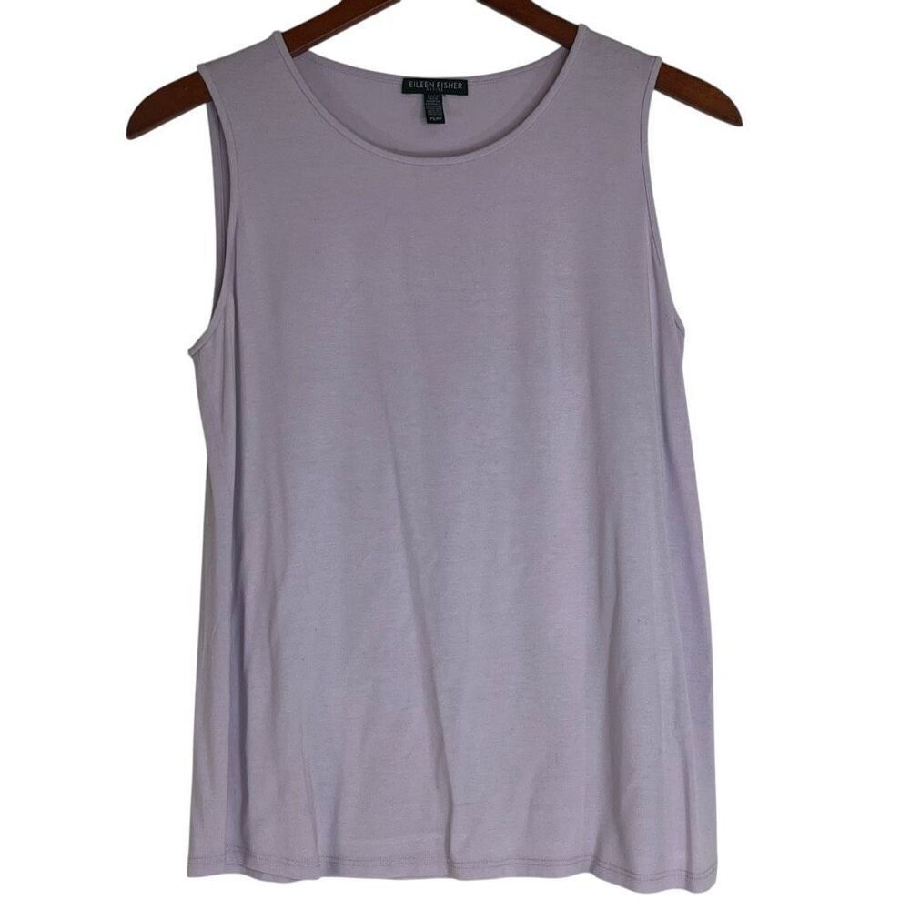 Eileen Fisher Womens Crew Neck Jersey Shell Tank Top Lavender Size Petite Small